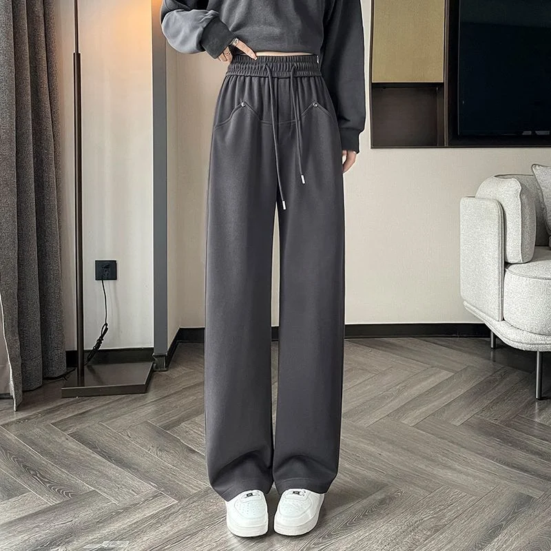 

Серые узкие широкие брюки женские весенне-осенние новые утягивающие прямые брюки-бананы спортивные повседневные брюки