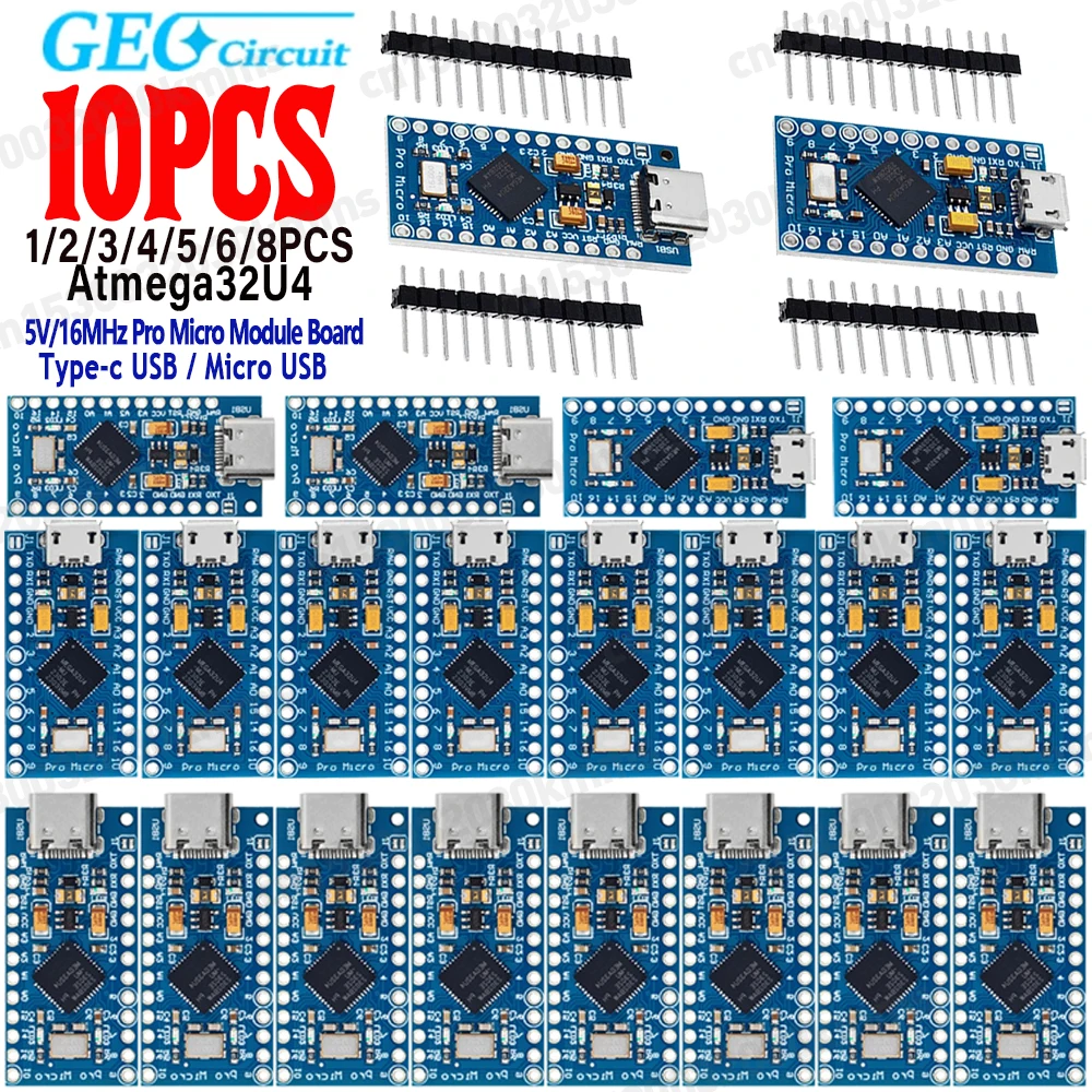 1-10x MICRO/TYPE-C USB Pro Micro for arduino ATmega32U4 5V/16MHz Module with 2 row pin header For Leonardo in stock best quality