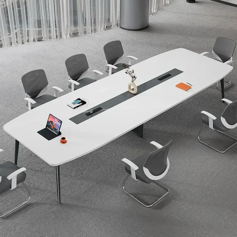 Office rectangular conference table and chair combination, eight-legged long table, simple reception negotiation table workbench