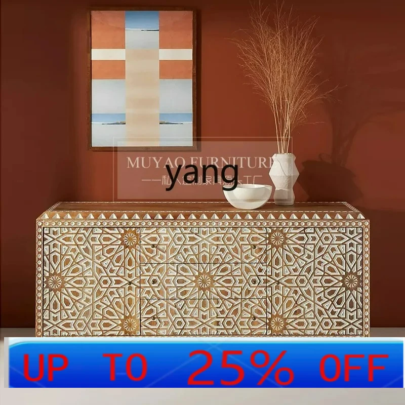 

LTT retro all solid wood dining side bohemian log style decorative porch cabinet