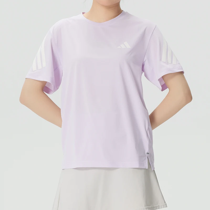adidas-t-shirt-women's-running-fitness-sportswear-quick-drying-short-sleeved-breathable-training-wear-round-neck-top-ks5048