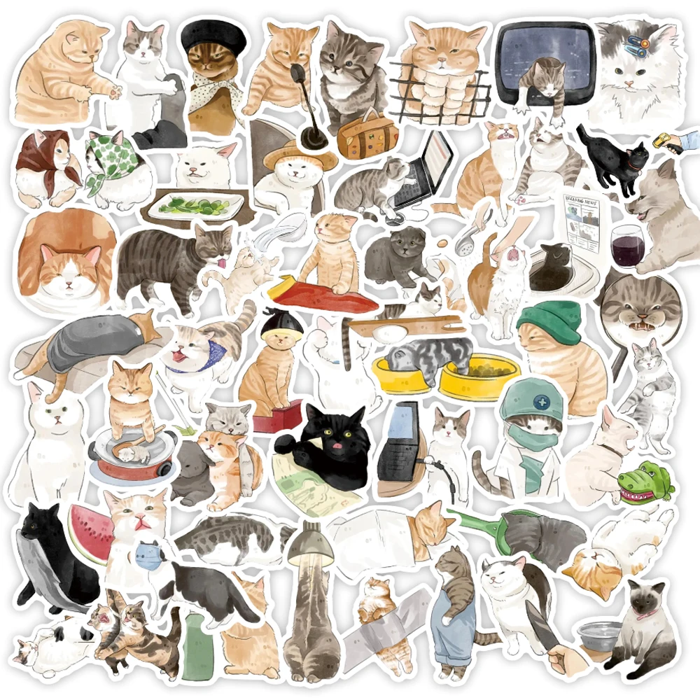 

10/30/50/100pcs Cute Cats Animal Graffiti Stickers Cartoon Aesthetic Decals Kids Toy Scrapbook Phone Laptop Diary Kawaii Sticker