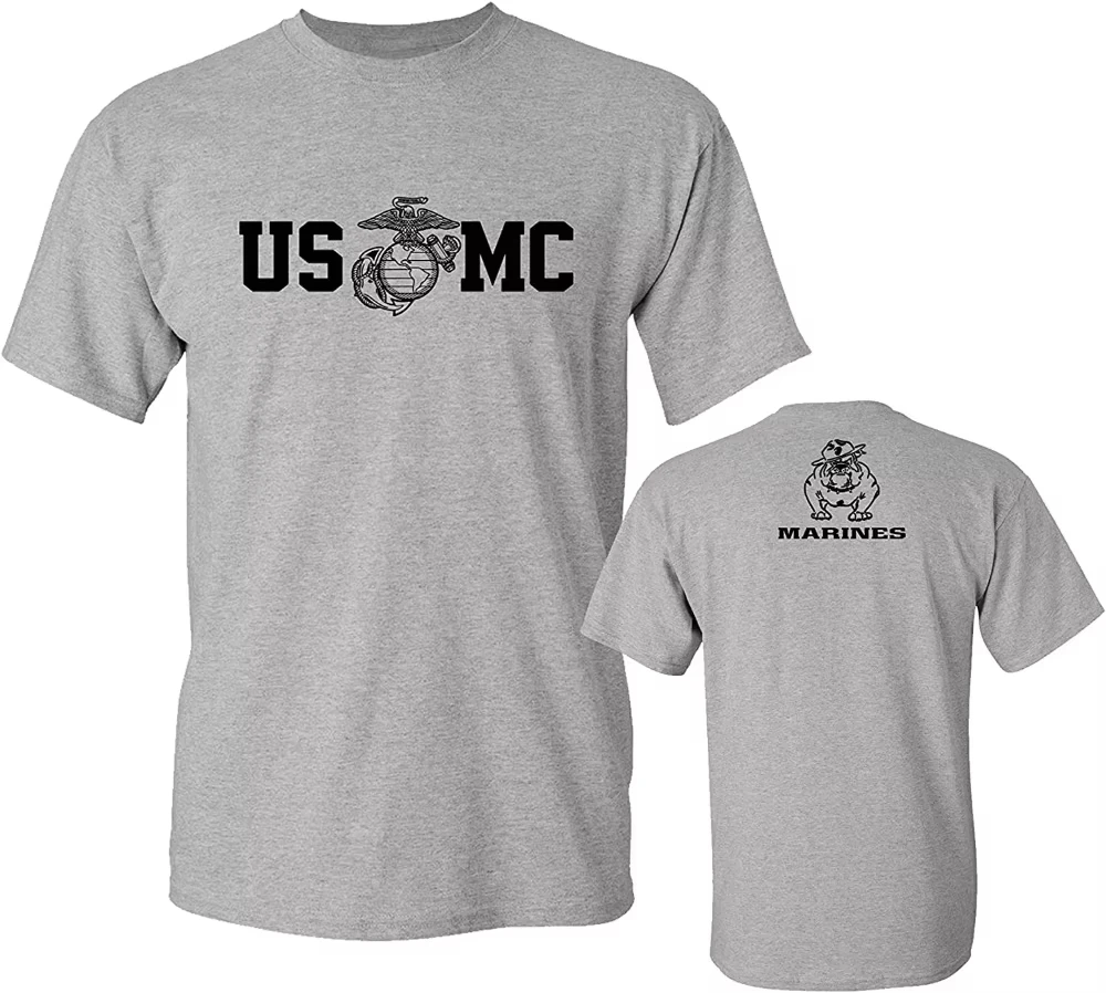 Camiseta Militar Masculina 2026 US Marine Corps Bull Dog USMC de Algodão Gola Redonda Manga Curta Casual Verão Tamanhos S-4XL Confortável