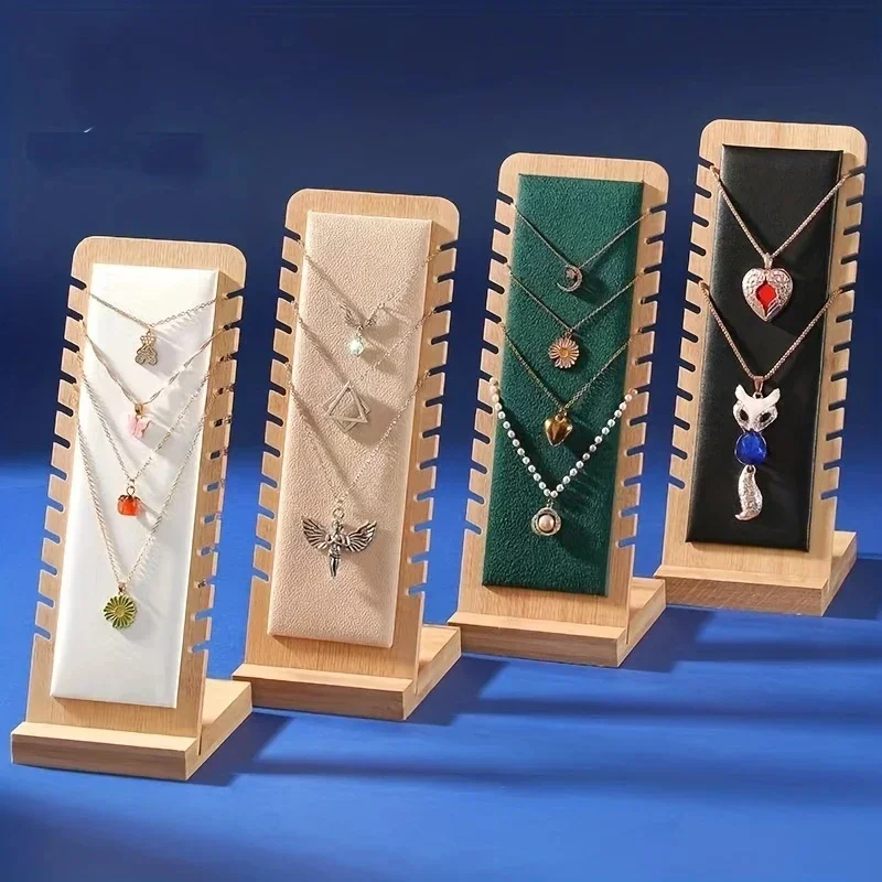 Bamboo Necklace Display Stand Wooden Multi‑Hook Jewelry Easel Showcase Holder for Necklaces - view 6