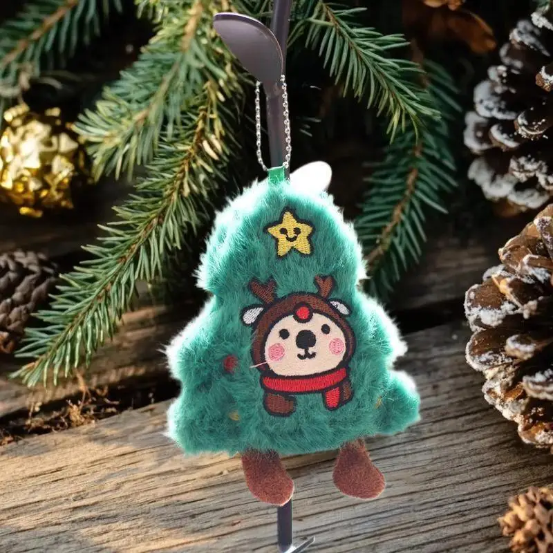 Bonito dos desenhos animados de pelúcia árvore de natal boneca pingente criativo mochila pendurado ornamento decorativo