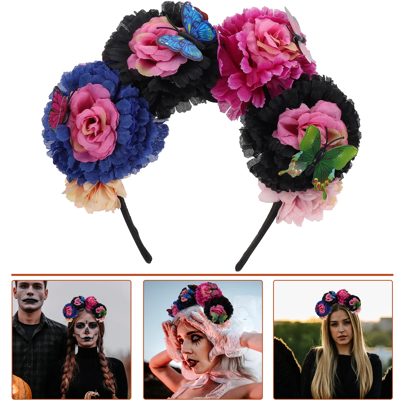 Dag dode hoofdband maskerade zendspoel Mexicaanse haaraccessoires voor vrouwen kostuumfeest stof charmant