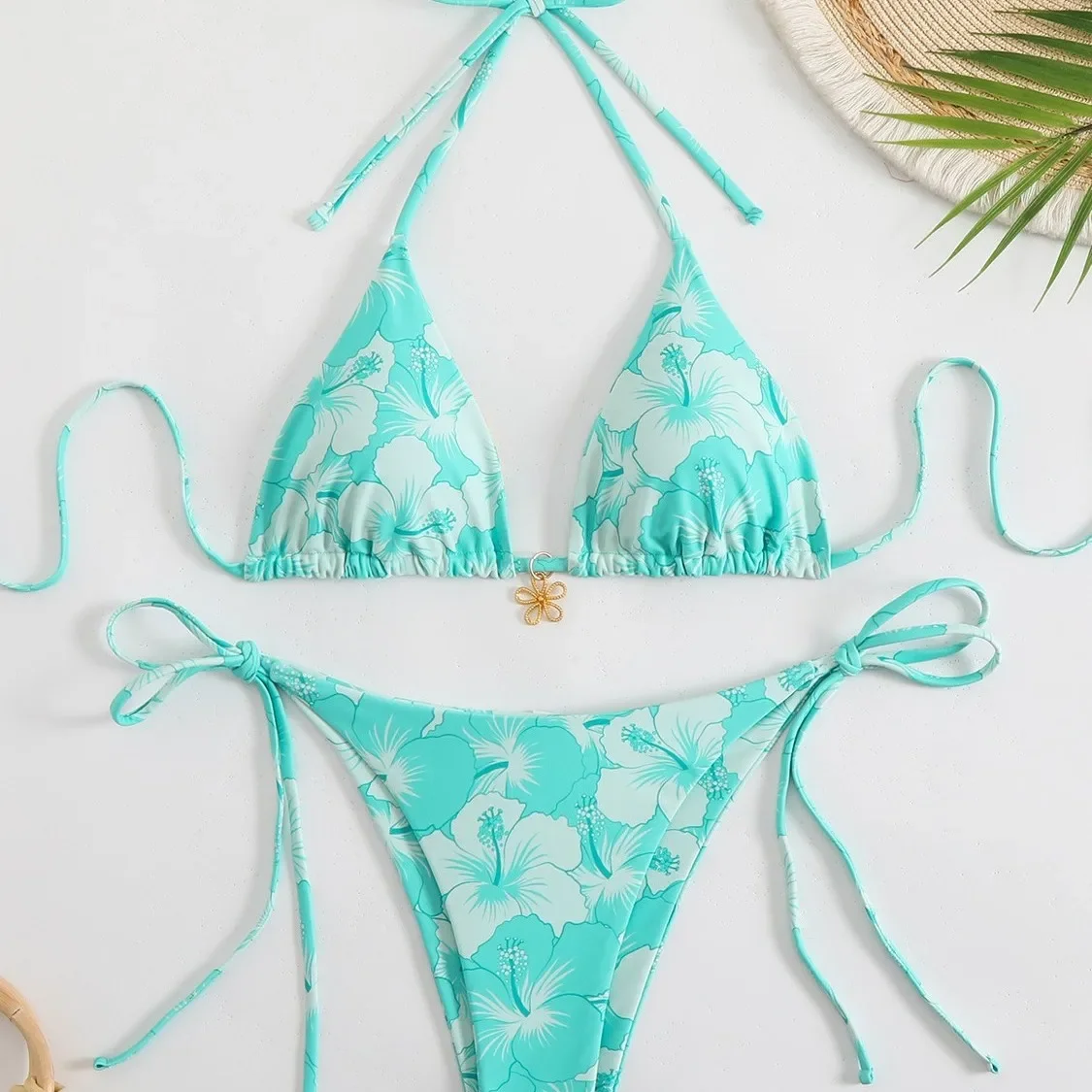 

New 2025 Bikini Swimsuit Women's Printed Cross-Neck Strapless Independent Station Brand None( AE Stock) Origin China