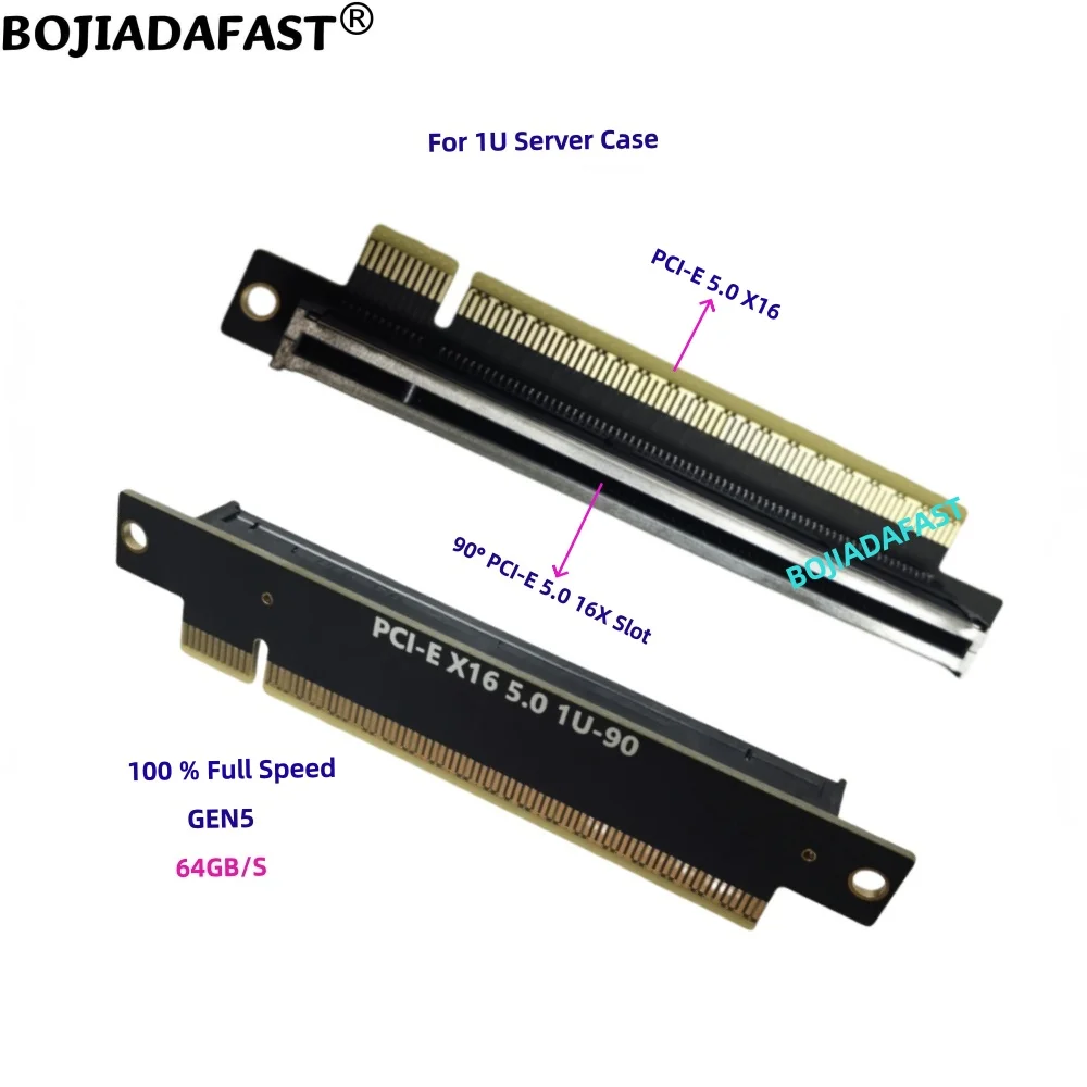 90 Degree PCI-E 5.0 16X to PCIe X16 Adapter Converter Riser Card GEN5 64Gbps For 1U Server Computer Case