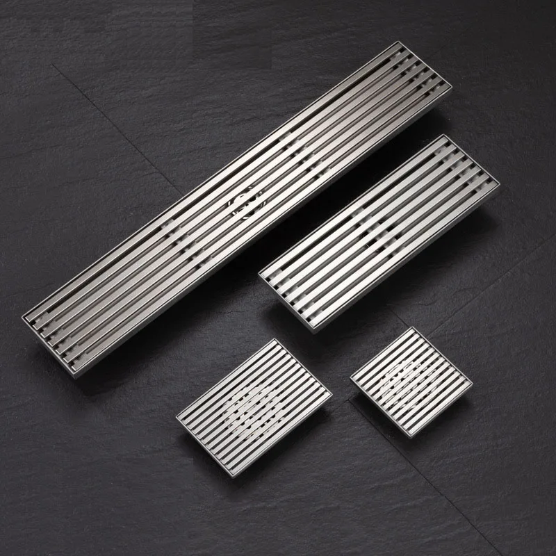 Washing Machine Bathroom Trap Tile Insert Anti-odor Stainless Square Linear Shower Drain Floor Steel