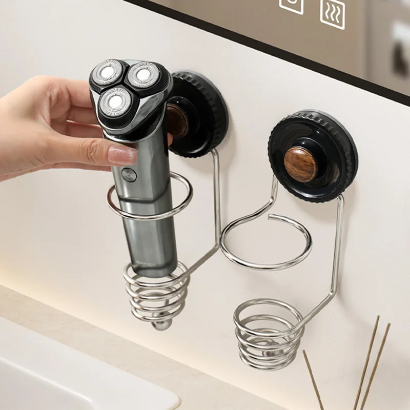1pc Stainless Steel Razor Holder Wall-mounted Bathroom Suction Cup Storage Rack Beauty Equipment Storage Rack Bathroom Organizer