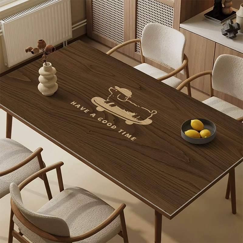 Table cloth waterproof, oil-proof, non-washing and anti-scalding pvc dining table mat light luxury high-end tabletop protection
