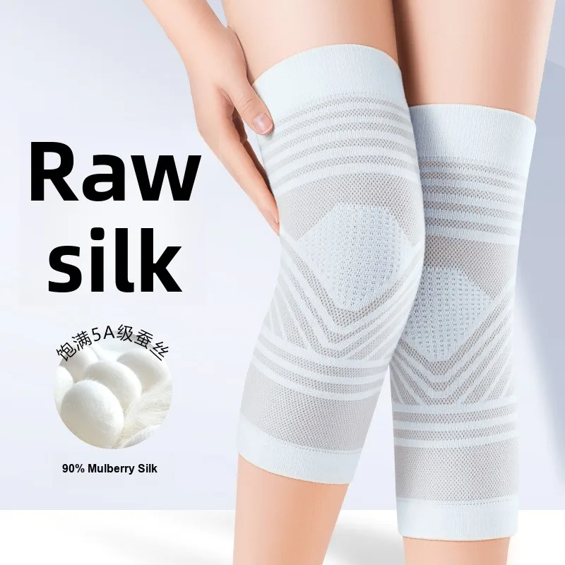 Hollowed Mulberry Silk Knee Sleeves Ultra-thin Breathable Summer Warm Knee Protection Covers for Air-conditioned Rooms for Old