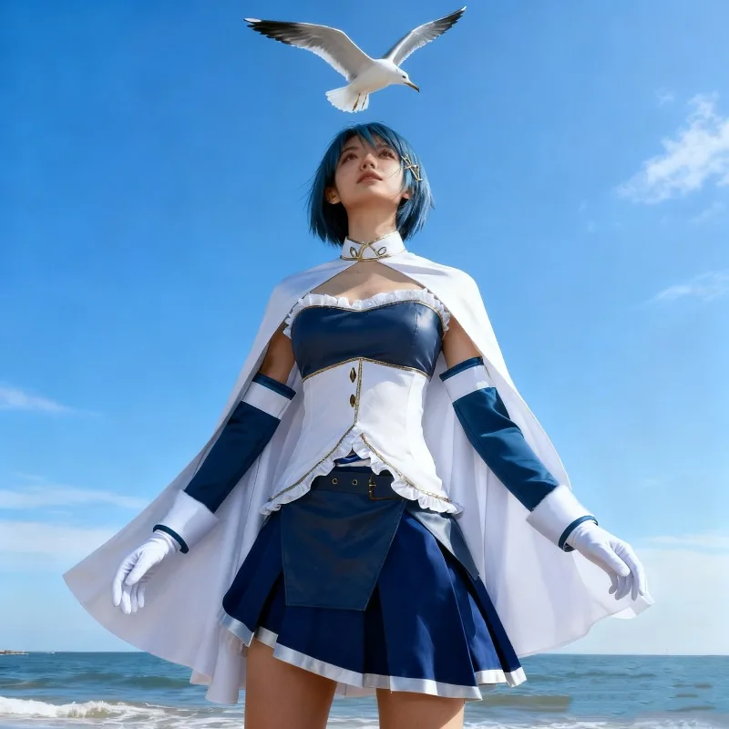 

Anime Character Miki Sayaka Cosplay Costume Top Short Skirt and Cloak Set Comic Exhibition Party Outfits for Women Girls