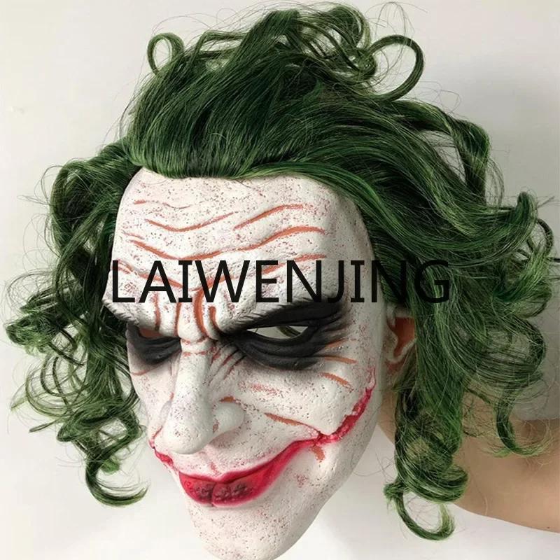 Joker wig, horror mask, full face, halloween cos hood, male.