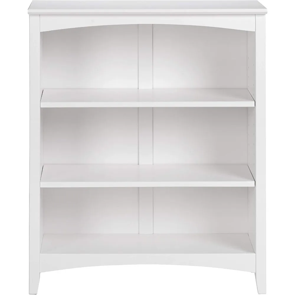 

Shaker Style 3 Shelf Bookcase / Solid Wood / 36" High / Adjustable Shelving / Closed Back / Display Bookshelf For Living Room, B