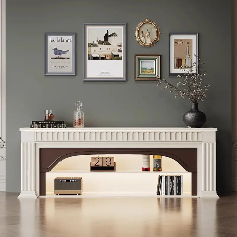 French cream wind fireplace decorative cabinet American small apartment retro living room fireplace side cabinet European