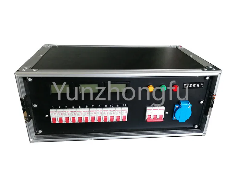 12 way industrial plug-in power box, stage LED large screen distribution box with reverse output direct box, portable silicon bo