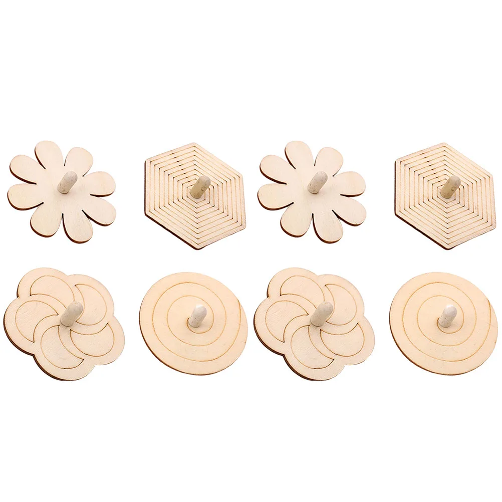 

8 Pcs Tops DIY Paintable Kids Toy Portable Wooden Spinning Tops For Kids Unfinished Wood Gyroscope Educational Fun