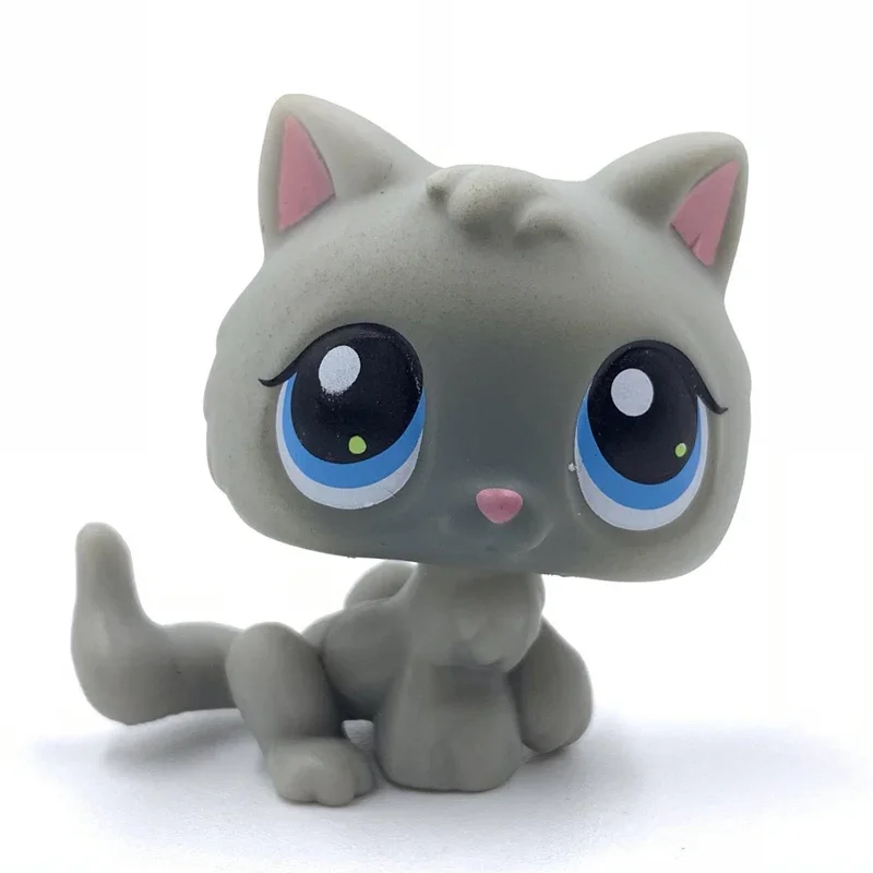 Rare original littlest pet shop Bobble head toy cat #66 light grey Baby Kitty cute animal Kitten for kids collection lps