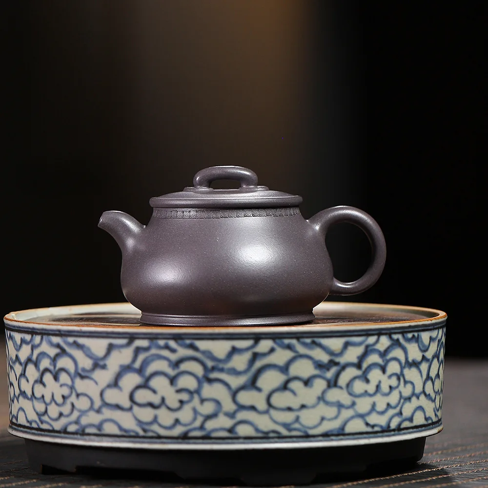 High Quality Yixing Handmade Inner Push Ball Hole Purple Sand Teapot Tea Set Ore Day Blue Mash Pan Household Care