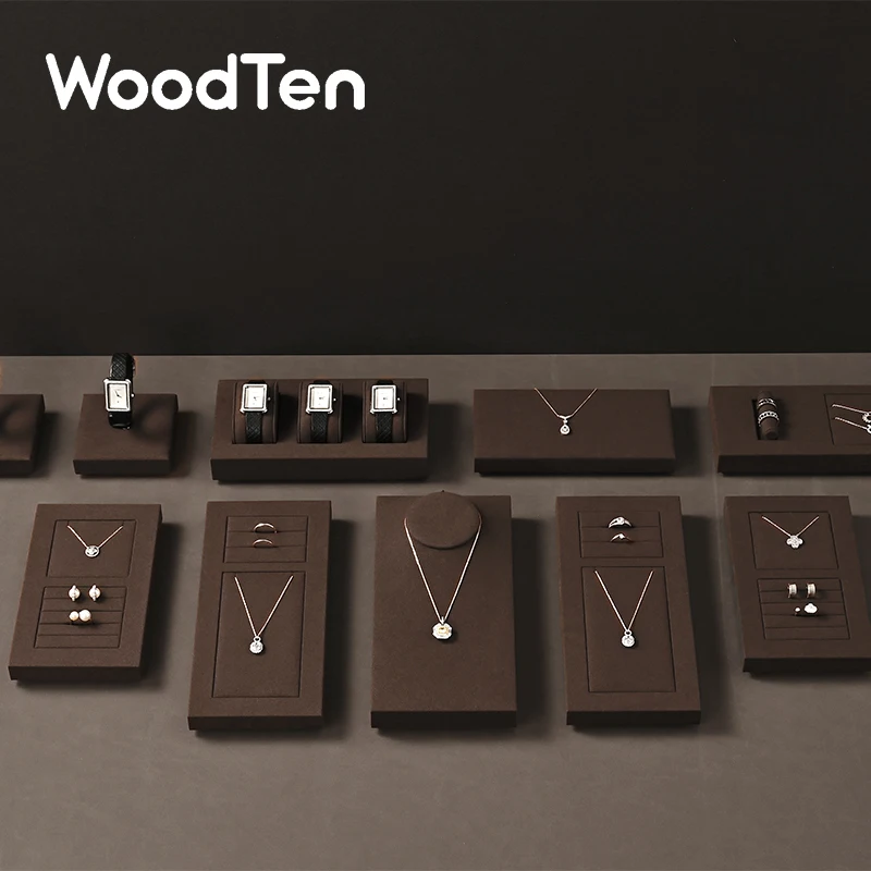 

Подставка под ювелирные изделия WoodTen, коричневый держатель для часов, стеллаж для часов, ожерелье, подвеска, кольцо, серьги, счетчик ювелирных изделий