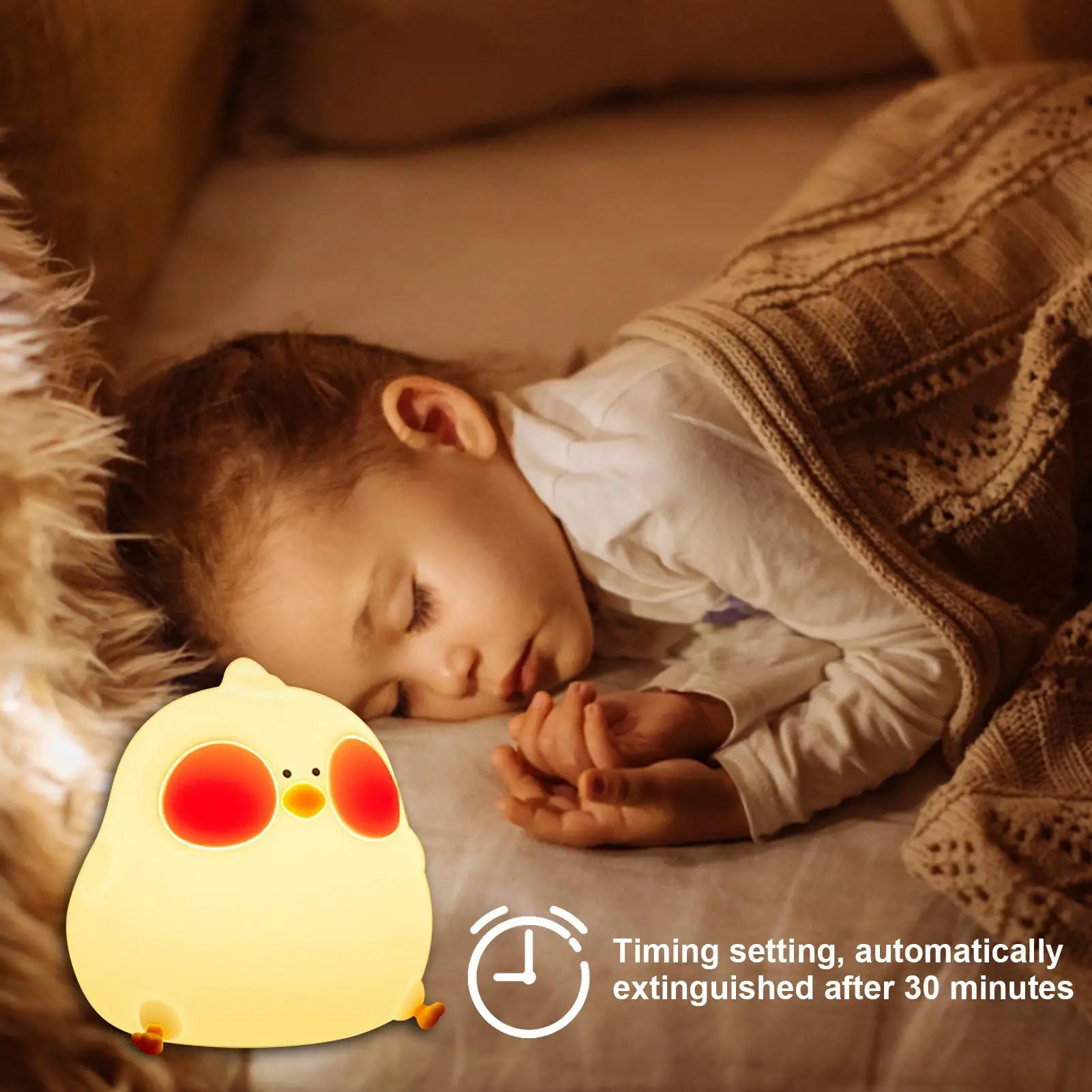 لطيف الفرخ ضوء الليل سيليكون الفرخ السرير غرفة الطفل ضوء RGB مناسبة لغرفة نوم طفلة صبي سيدة