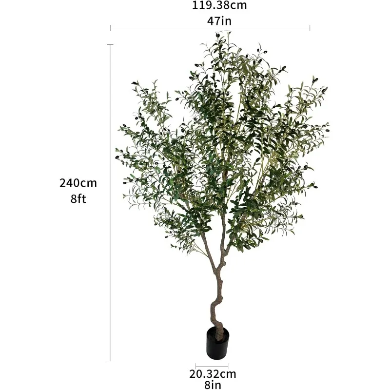 Artificial Tree Faux Olive Tree 8ft(92in,3200leaves) Tall Fake Olive Plant in Pot Fake Silk Tree Faux Plants Indoor