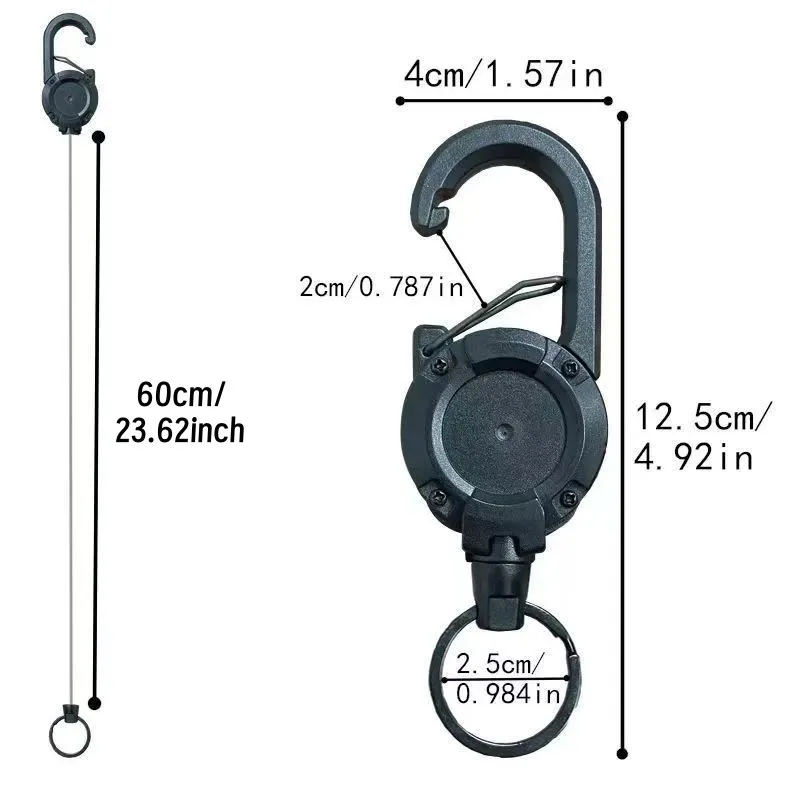 Heavy-Duty Extendable Keychain With 23.62 inch Steel Wire Rope - Tactical Climbing Buckle, Anti-Theft Multifunctional Tool