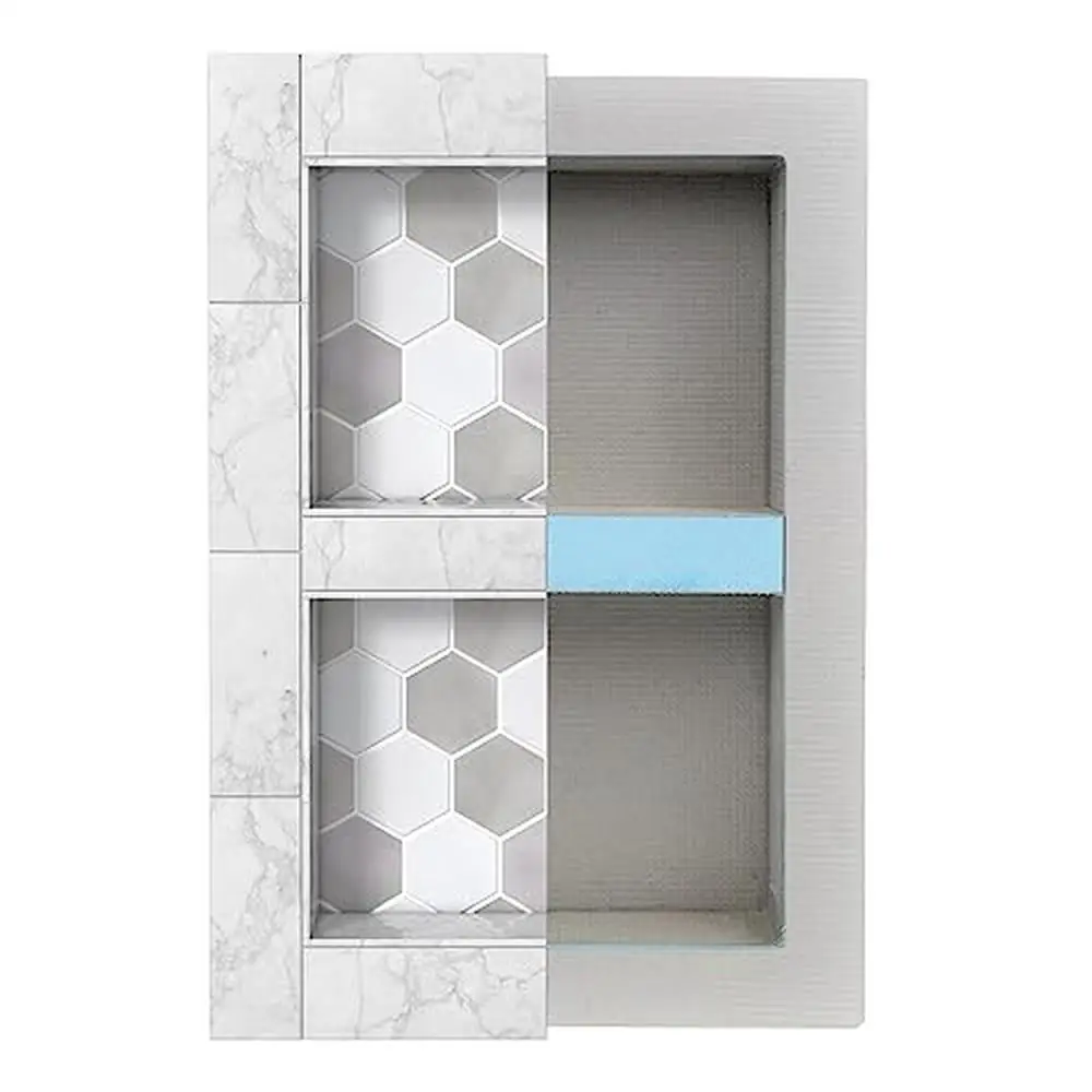 

Shower Niche Storage Shelf 12x20 Inch Grey XPS Foam Waterproof Recessed Design Easy Installation Modern Bathroom Upgrade Durable