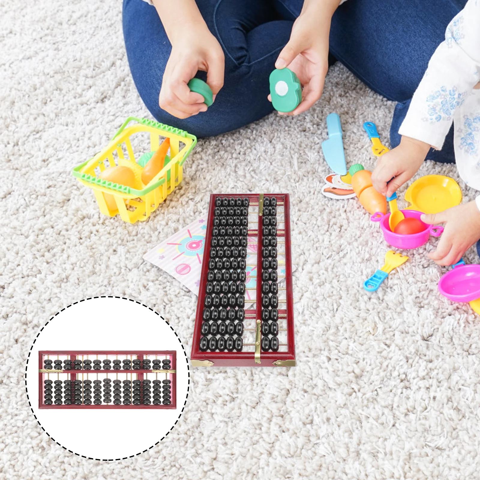 

Retro 13 Column 7 Beads Abacus Kids Safe Wood Iron Portable School Math Learning Toy Arithmetic Tool Decorative Wealth