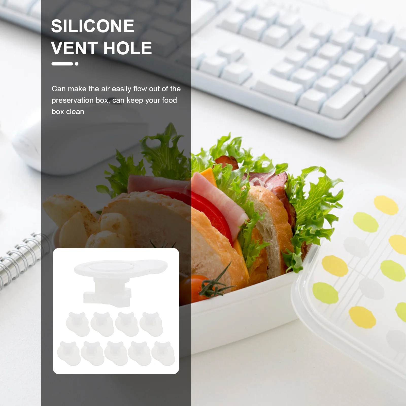 

10Pcs Silicone Air Vent Hole for Food Box Compact Lightweight Multifunctional Ventilation Stopper Air Vent Hole