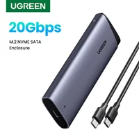 UGREEN 20Gbs M2 SSD carcasa NVME SATA protocolo Dual M.2 a USB C SSD adaptador compatible con 8TB para disco NVME PCIE NGFF SATA