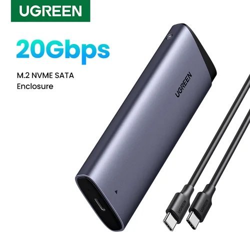 Imagen 1 del producto UGREEN 20Gbp M2 SSD Case NVME SATA protocolo dual M.2 a USB tipo C adaptador SSD para NVME PCIE NGFF SATA SSD caja de disco