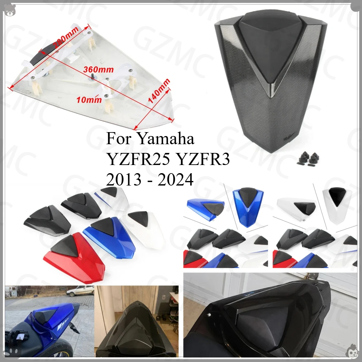 Motorcycle Rear Seat Cover For Yamaha YZF R25 R3 2013 - 2024 Rear Passenger Cloak Seat Rear Cover Fairing YZFR25 YZFR3 2014 2017