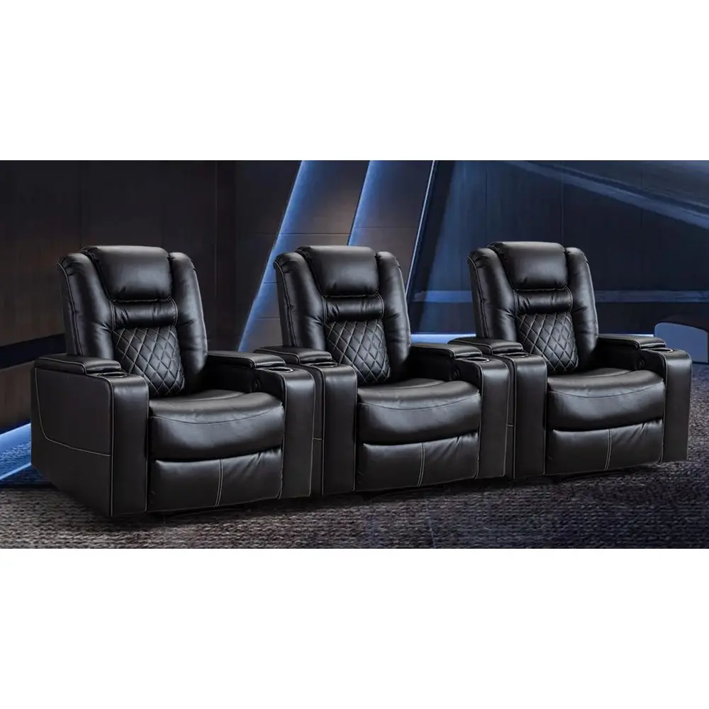 

Electric Power Recliner Chair Set o 3, Breathable Leather Home Theater Seating with Hidden Arm Storage, Power Recliner Chair