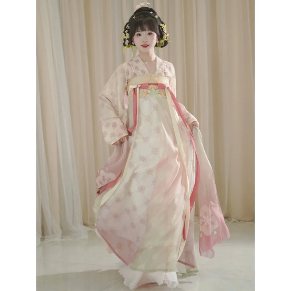 Spring and summer new Tang-made Hanfu, chest-length broken skirt restored, fairy energy daily genuine elegant ancient clothing