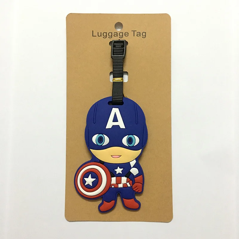 Disney Cartoon Superhero Luggage Tags Men Silicon Name ID Travel Suitcase Handbag Tag Accessories Portable Label Gift