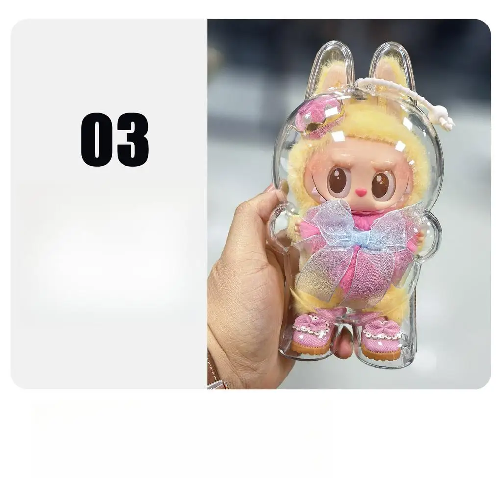 For Labubu Fall in Wild transparent protective case Storage For Plush Dolls Display Bag No Doll Portable Cable Organizer Box