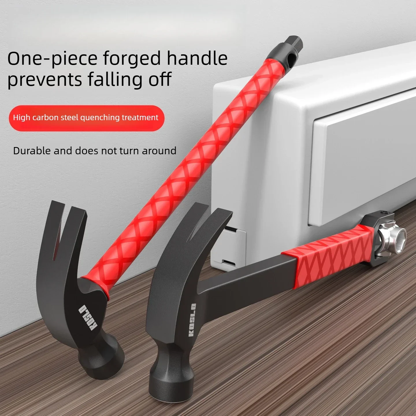 Multifunctional Claw Hammer with Socket Wrench, Nail Puller, Woodworking Hammer for Expansion Screw Installation