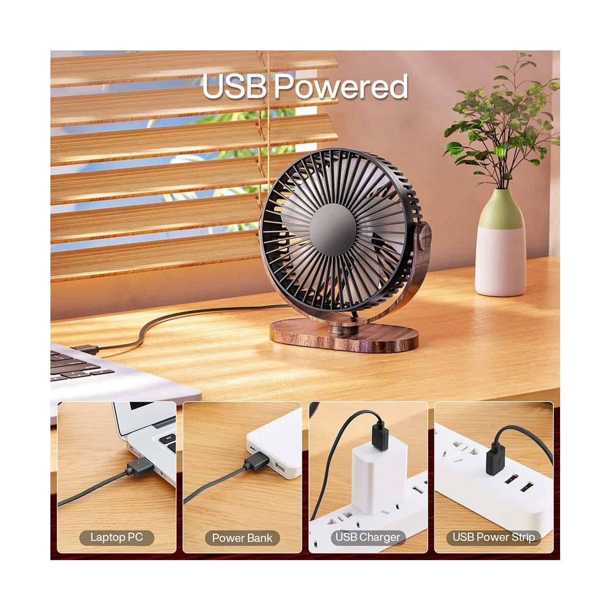 6.5 بوصة USB مكتب مروحة 3 سرعات هادئة المحمولة سطح المكتب الجدول مروحة 360 درجة تعديل الشخصية مروحة صغيرة مكتب أسود