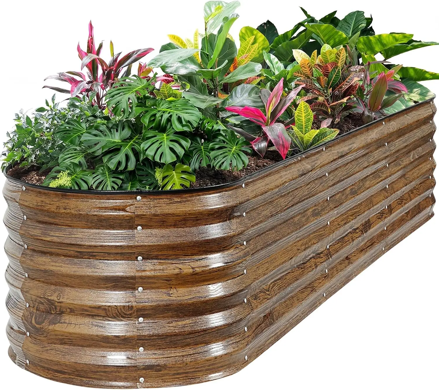 

8x2x1 Galvanized Metal Raised Garden Bed Planter Box for Plants, Vegetables, Flowers, Fruits