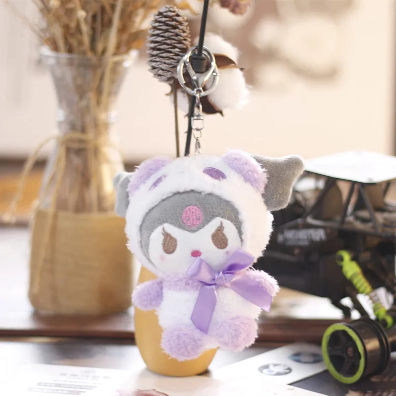 12cm Sanrio Kawaii Hello Kitty Kuromi muñeco de peluche juguetes colgante lindo llavero de felpa bolsa colgante regalos de navidad