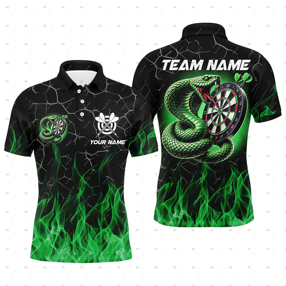 Custom Name Darts Flame Graffiti Gradient Animal Tiger Vintage Retro 3DPrint Harajuku Summer Short Sleeve Polo Jersey Shirts A5 view 2
