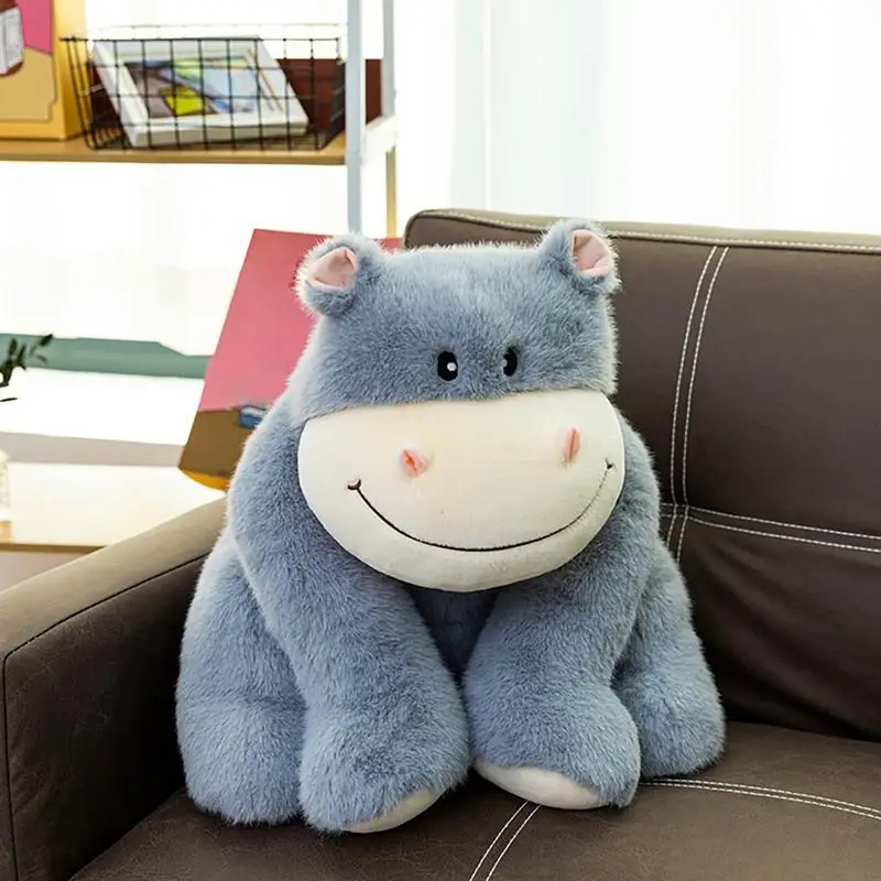 Hippo Plush Stuffed Animal Soft Plush Hippopotamus Toy Soft Stuffed Animal Cute Plushies Toy Hippo Doll Pillow For Sofa Bed