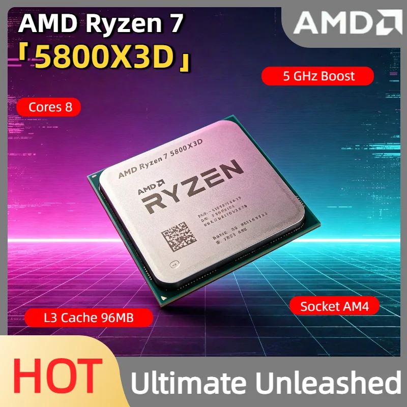 

New 8Core16Thread AMD Ryzen7 5800X3D 5000 Series Gaming CPU 5GHz 96MB DDR4 105W Unpacked Loose Piece Chip Max Temps 90