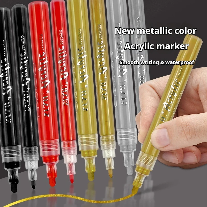 

8pcs Black/White/Gold/Silver/Red Acrylic Marker Pens Point Art Waterproof Design Graffiti Drawing Ceramic Opaque Ink Wholesale