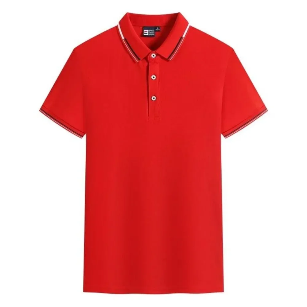 Solid Color Short-Sleeve Polo Shirts with Three-Color Binding, Unisex, Logo-Free Basic Style for Young Adults, Versatile for Com