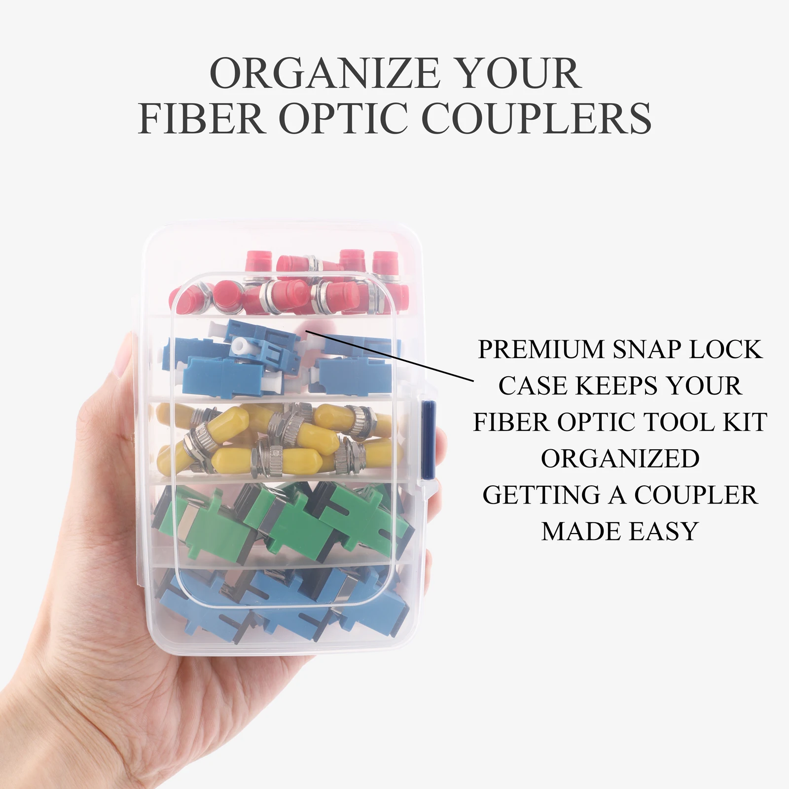 

46PCS Fiber Optic Coupler Kit, Fiber Adapter Kit for SC/APC SC/UPC ST FC LC, Converter Connector for FTTH System