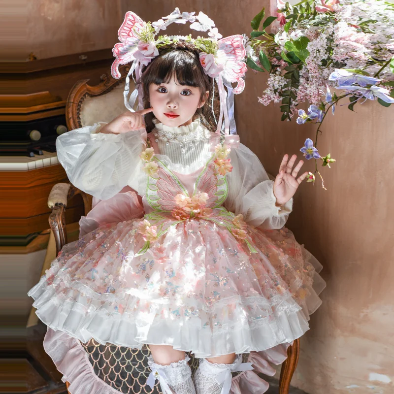 Girls' Princess Dress Autumn New Children's Cartoon Birthday Dress Puffy Tulle Dress Fairy Dress