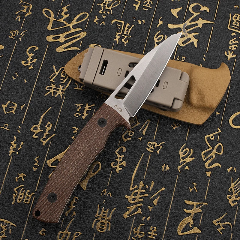 

DC53 integrated steel linen handle fixed knife, outdoor hunting camp self-defense camping hiking portable tool knife